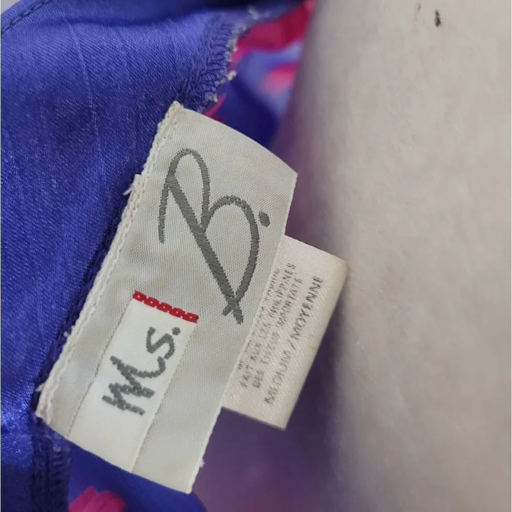 VINTAGE‎ 80s slip dress blue floral chemise strappy M - Picture 6 of 10